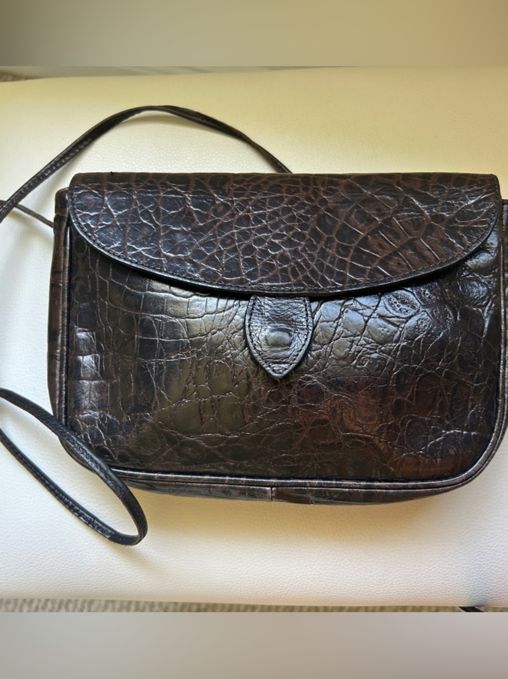 Vintage Furla Croc Embossed Leather Mini Crossbody Bag – Italian Leather - Picture 2 of 8